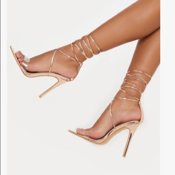 rose gold strap up heels